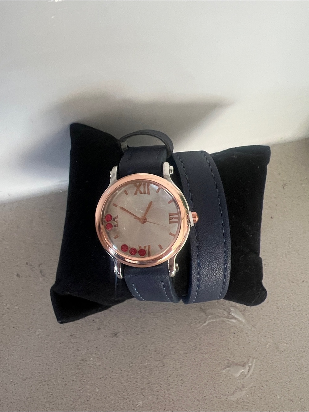 Women's Navy Wrap Watch with Rose Gold Case